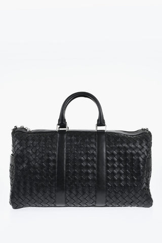 Braided Leather Weekend Bag with Removable Strap