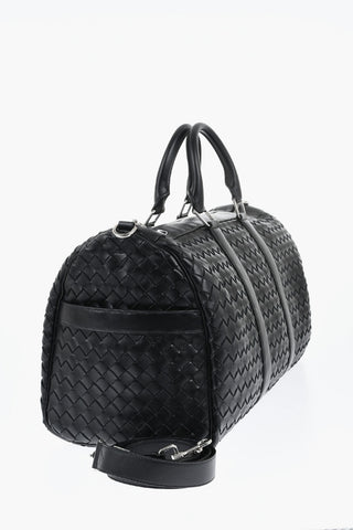 Braided Leather Weekend Bag with Removable Strap