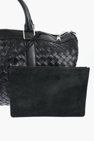 Braided Leather Weekend Bag with Removable Strap