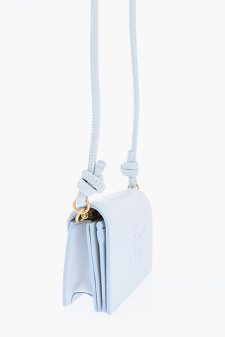 Solid-Color Hammered-Leather Neck Cardholder
