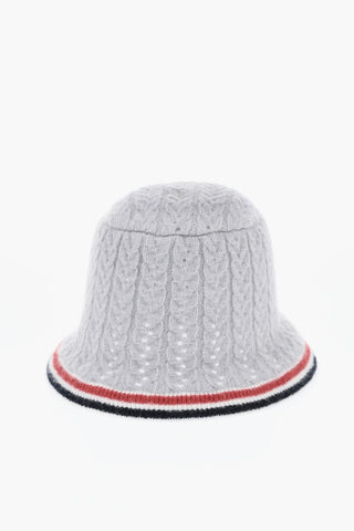 배색 테두리 케이블 니트 클로슈 햇