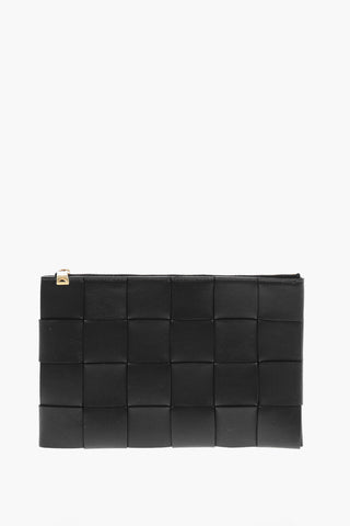 Clutch in Pelle Intrecciata con Zip