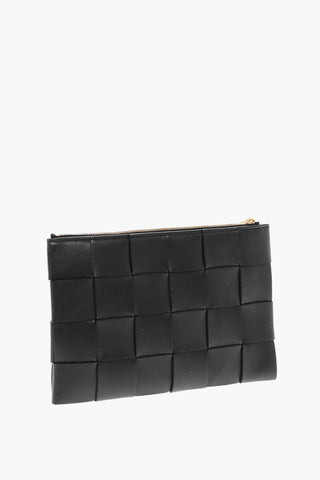 Clutch in Pelle Intrecciata con Zip