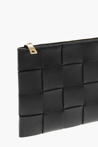 Clutch in Pelle Intrecciata con Zip