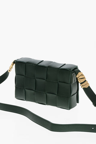 Woven Leather Shoulder Bag With Gold Details