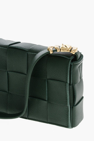 Woven Leather Shoulder Bag With Gold Details