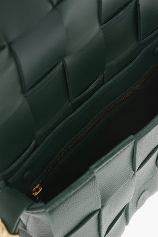 Woven Leather Shoulder Bag With Gold Details