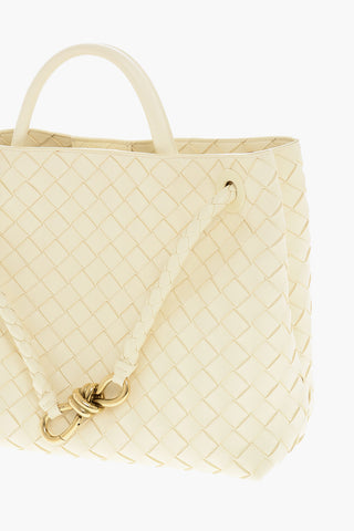 Braided Leather Tote Bag with Golden Effect Detail