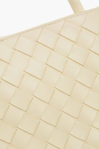 Braided Leather Tote Bag with Golden Effect Detail
