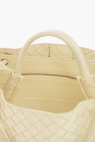 Braided Leather Tote Bag with Golden Effect Detail