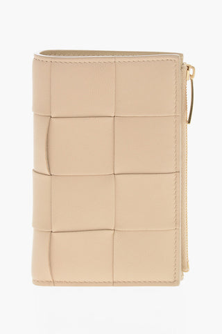 Woven Leather Wallet with Zip