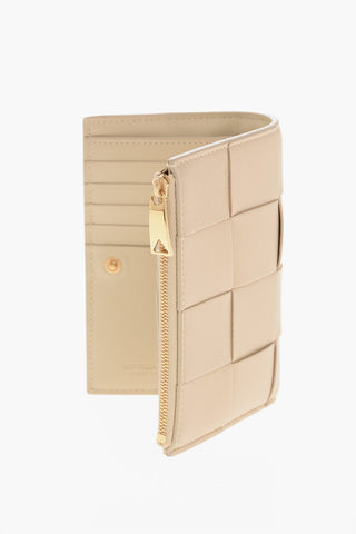 Woven Leather Wallet with Zip
