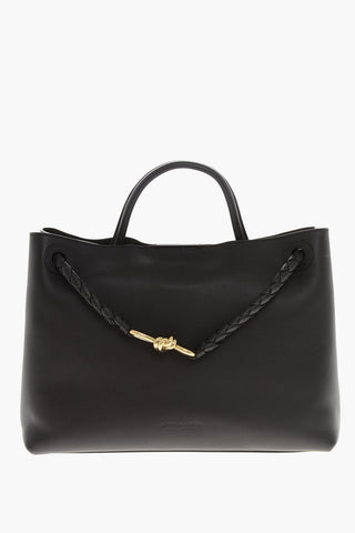 Leather Tote Bag with Golden Effect details Frontal