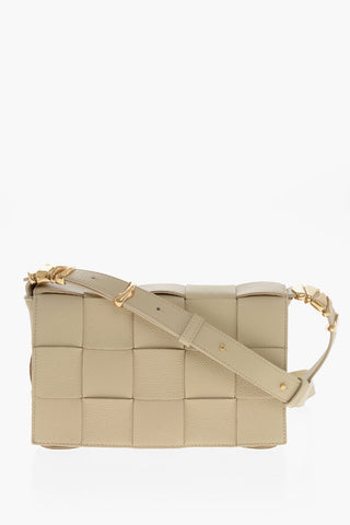 Woven Leather Shoulder Bag With Gold Details