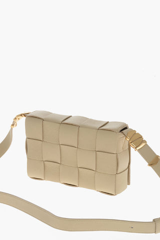 Woven Leather Shoulder Bag With Gold Details
