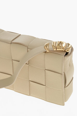 Woven Leather Shoulder Bag With Gold Details
