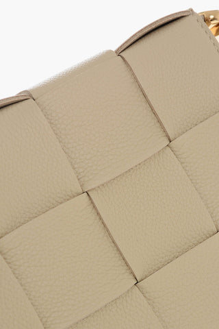 Woven Leather Shoulder Bag With Gold Details