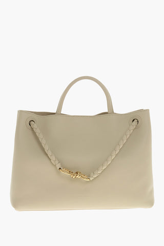Leather Tote Bag with Golden Effect details Frontal