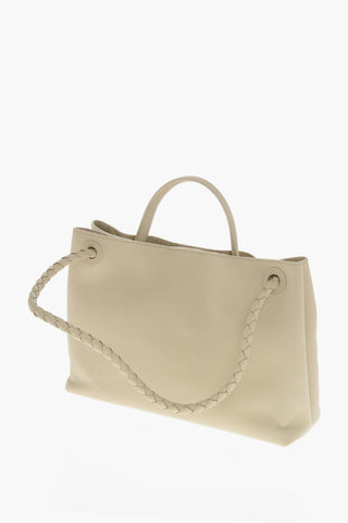 Leather Tote Bag with Golden Effect details Frontal
