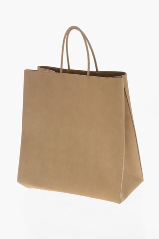 Maxi Ledertote Bag Einfarbig