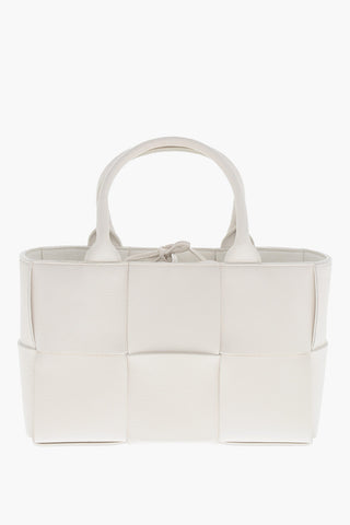 Braided Leather Mini Tote Bag with Clutch