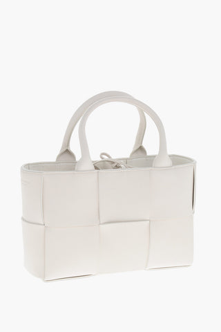 Braided Leather Mini Tote Bag with Clutch