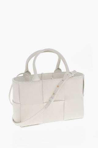 Braided Leather Mini Tote Bag with Clutch