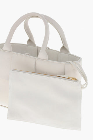 Braided Leather Mini Tote Bag with Clutch