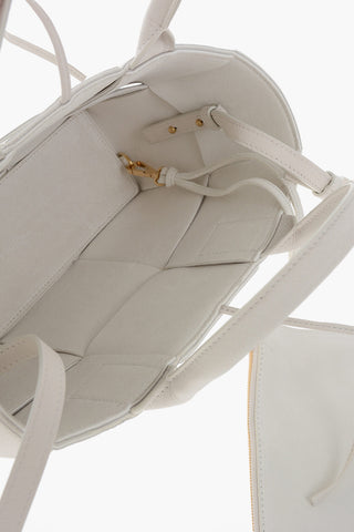 Braided Leather Mini Tote Bag with Clutch