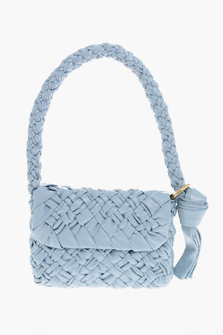 Woven Leather Shoulder Bag with Knot