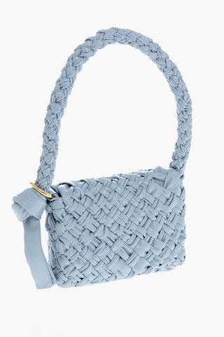 Woven Leather Shoulder Bag with Knot