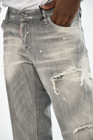 Stonewashed Jeans with Distressed Effect