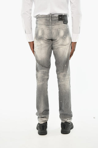 Stonewashed Jeans with Distressed Effect