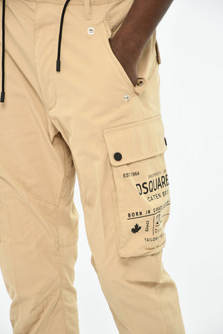 Pantaloni Cargo in Cotone Con Stampa a Contrasto