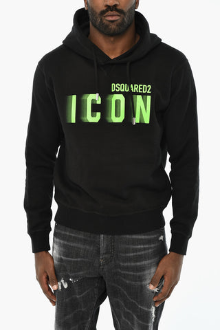 Hoodie ICON BLUR COOL in Solid Color with Contrast Logo