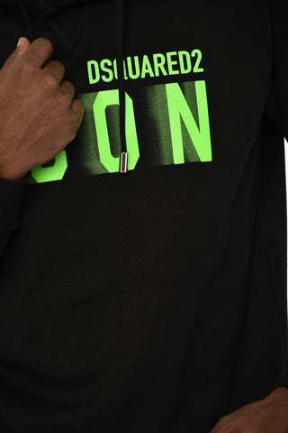 Hoodie ICON BLUR COOL in Solid Color with Contrast Logo