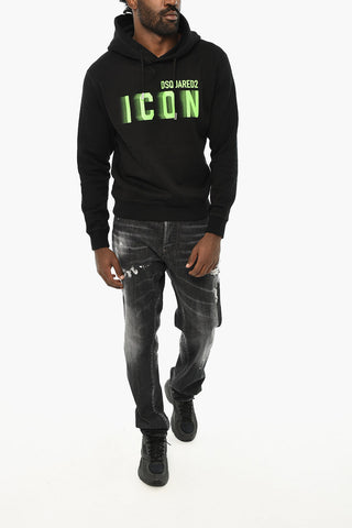 Hoodie ICON BLUR COOL in Solid Color with Contrast Logo