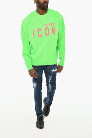 ICON Crewneck Sweatshirt in Solid Color with Contrast Logo