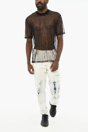 Transparentes T-Shirt mit Allover-Pailletten
