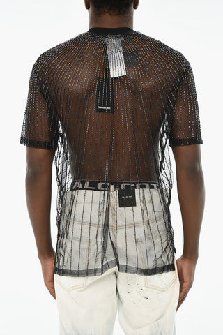 Transparentes T-Shirt mit Allover-Pailletten