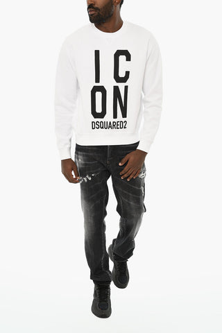 ICON Cotton Crewneck Sweatshirt with Contrast Print