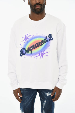 Cotton Crewneck Sweatshirt with Front Logo