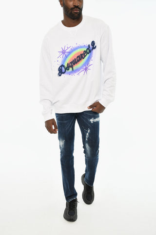 Cotton Crewneck Sweatshirt with Front Logo