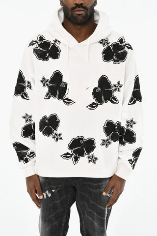Zweifarbiges Kapuzensweatshirt mit Blumenmuster
