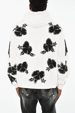 Zweifarbiges Kapuzensweatshirt mit Blumenmuster
