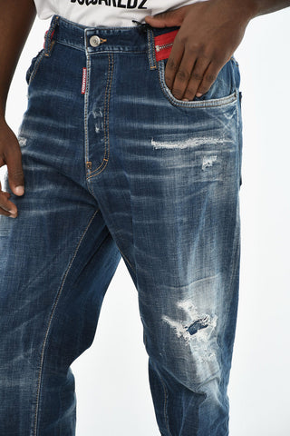 Jeans im Distressed-Effekt mit 21 cm Taillenreißverschluss