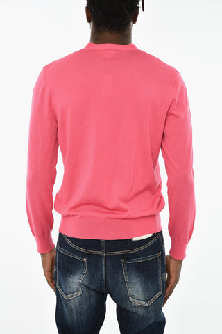 V-Neck Virgin Wool Cardigan with Two Pockets