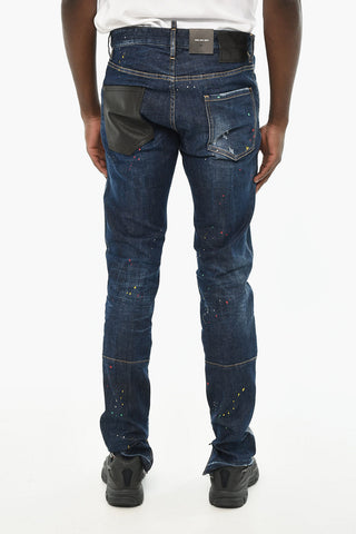 Vintage-Effect Jeans with Vegan Leather Detail on Back 16cm