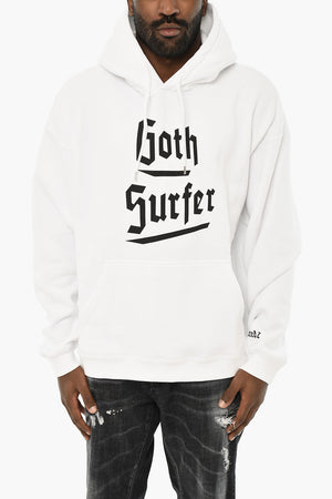 Felpa Hoodie in Cotone con Stampa a Contrasto