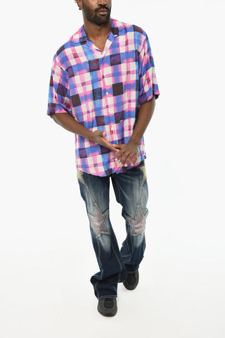 Camicia a Quadri Effetto Acid Wash